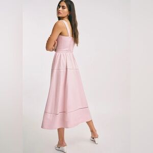 New Reformation Everett Midi Linen Sleeveless Dress - Size 4 Cherry Blossom Pink